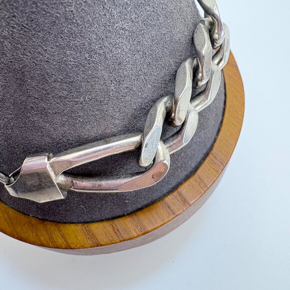 VTG Sterling Silver 925 Heavy Figaro Link Chain Bracelet Size 8.5" Length - Picture 6 of 10